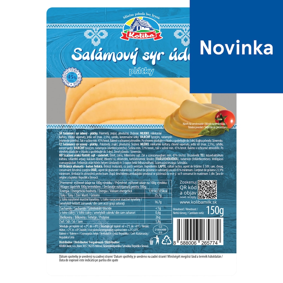 Koliba Smoked Salami Cheese Slices 150 g