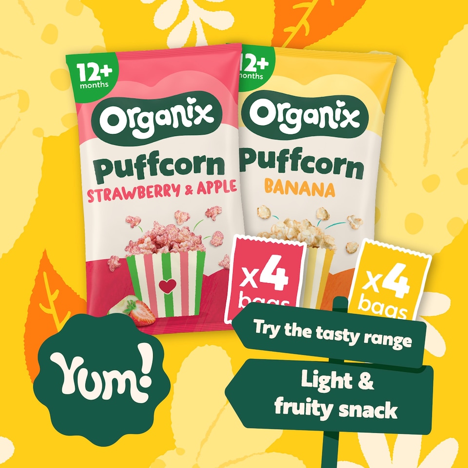 image 1 of Organix Banana Puffcorn Organic Toddler Snacks Multipack 4x10g 12 months+