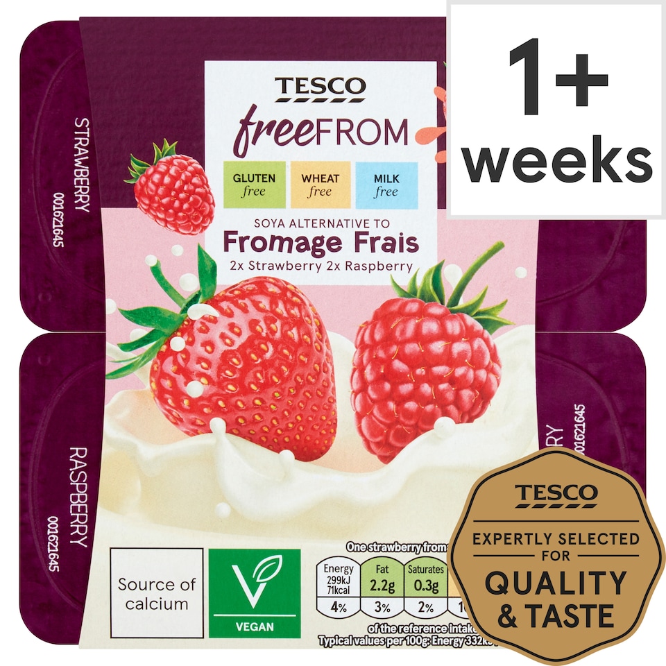 Tesco Free From Raspberry Strawberry Soya Alternative 4X90g