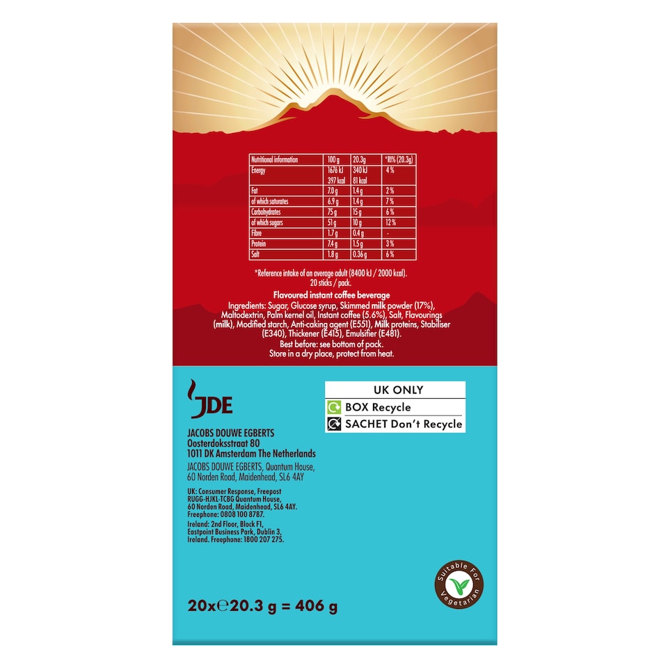 image 1 of KENCO ICED HOT SALTED CARAMEL LATTE 20 SACHETS 406G.