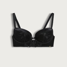 F&F Floral Lace Corset Style Longline Bra in Black