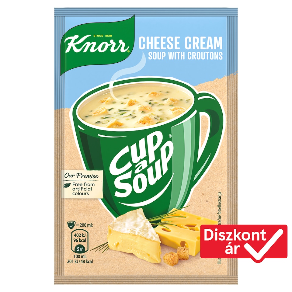 Knorr Cup a Soup instant sajtkrémleves zsemlekockával 22 g