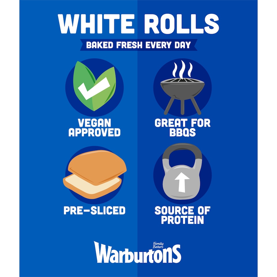 image 1 of Warburtons Soft White Sandwich Rolls 12 Pack