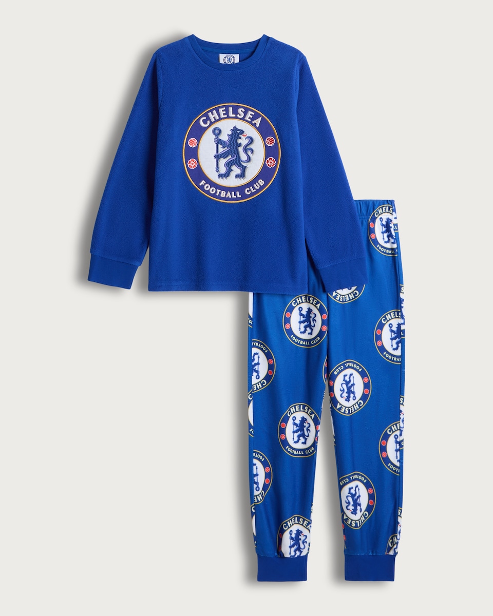 image 1 of Chelsea FC Minky Fleece Pyjamas in Blue