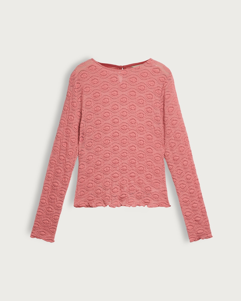 image 1 of F&F Lace Long Sleeved Top in Pink