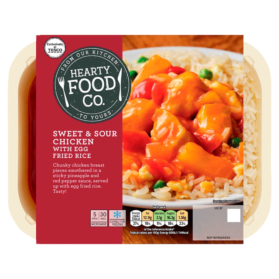 Hearty Food Company Sweet & Sour Chicken with Egg Fried Rice 400G