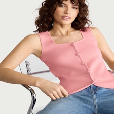 F&F Button Front Waistcoat in Pink