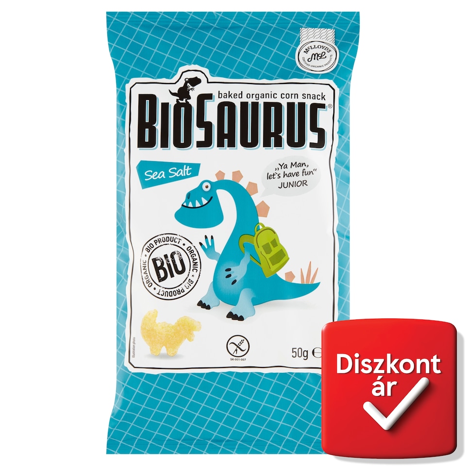 image 1 of BioSaurus Baked Organic Corn Snack with Sea Salt 50 g