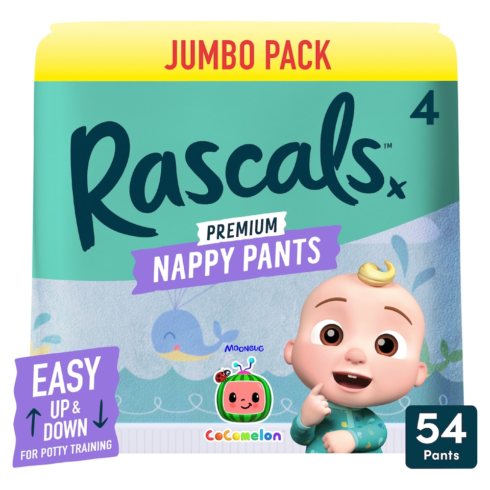 image 1 of Rascals Premium Cocomelon Nappy Pants Size 4 54 Pack