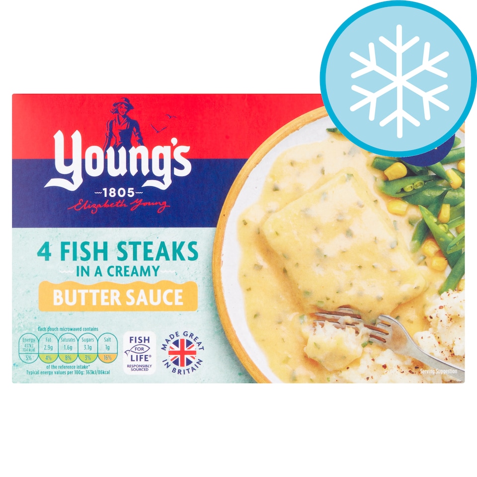 Youngs 4 Fish Steaks And Butter Sauce 560G