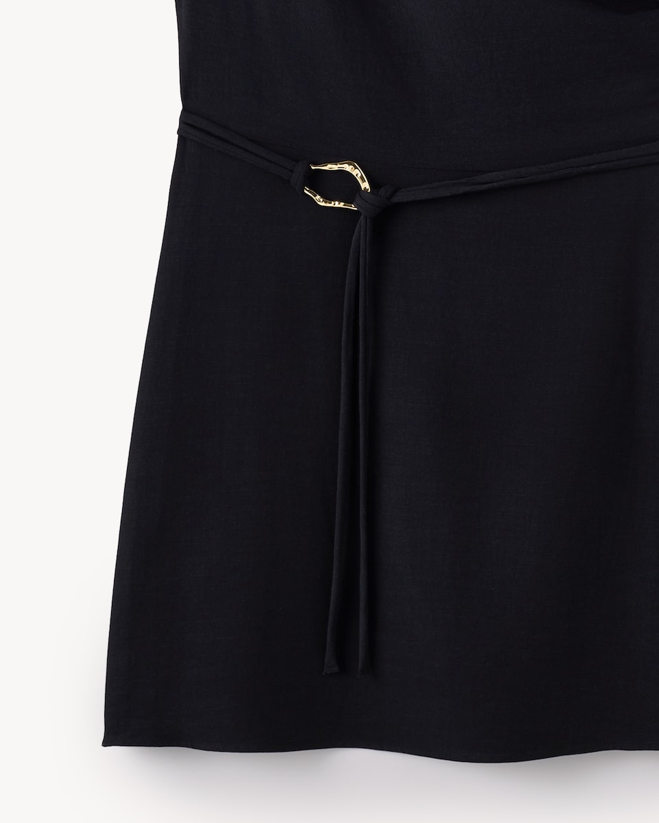 image 1 of F&F Ruched Belted Buckle Mini Dress in Black