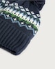 image 2 of F&F Knitted Fair Isle Fleece Lined Pom Pom Beanie in Navy