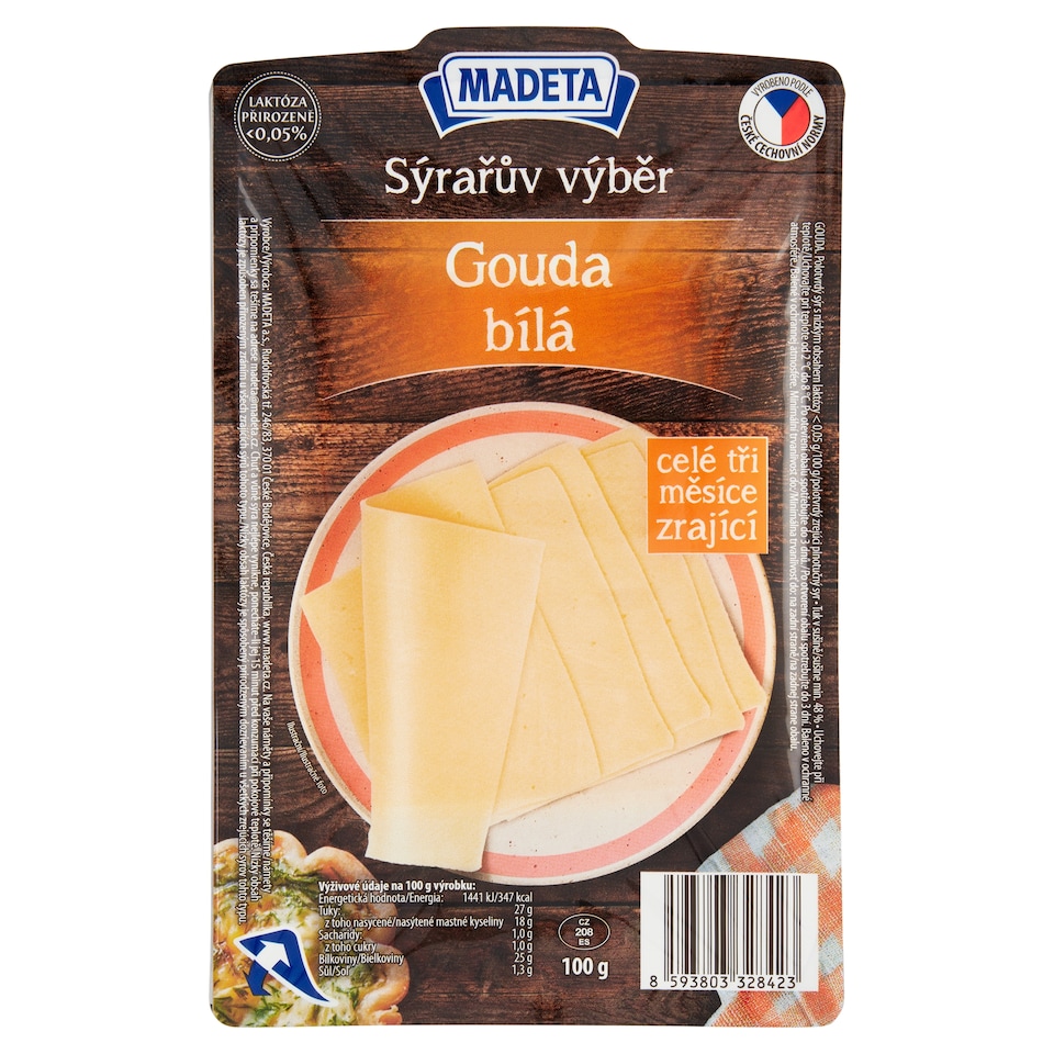 Obrázek 1 pro produkt Madeta Sýrařův výběr gouda bílá 100g