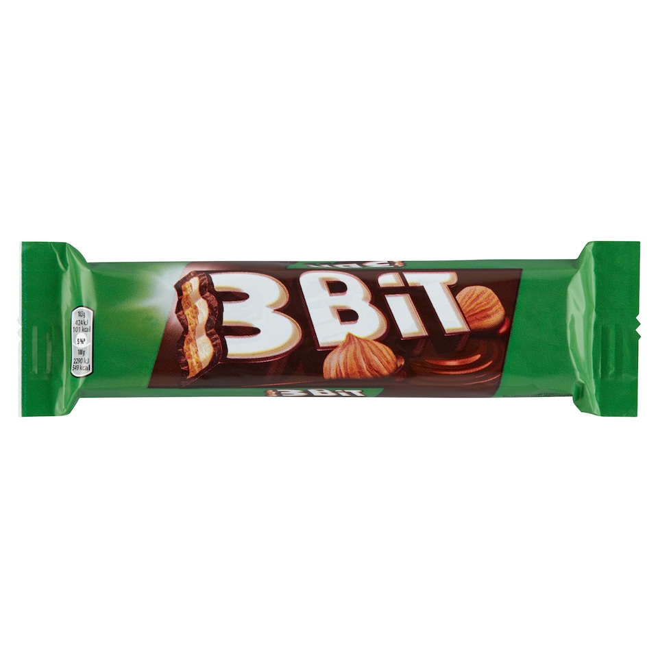 3BIT čokoládová tyčinka se sušenkou v mléčné čokoládě a lískooříškovou náplní 46g