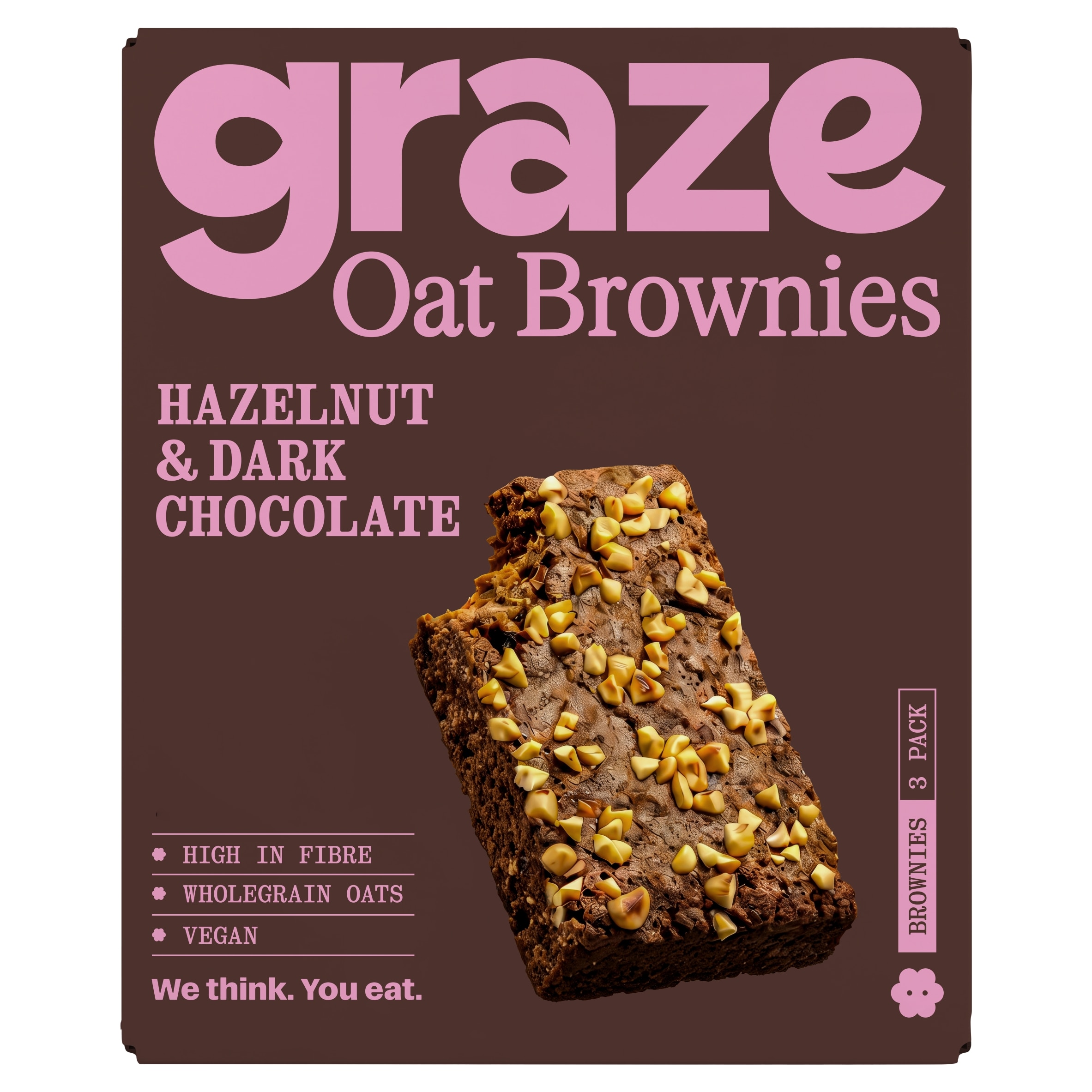 Graze Hazelnut & Dark Chocolate Oat Brownies 3x45g