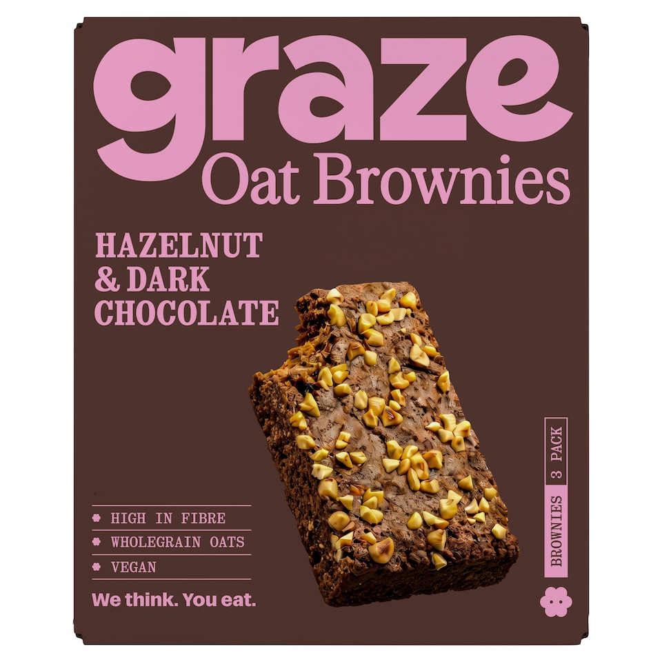 image 1 of Graze Hazelnut & Dark Chocolate Oat Brownies 3x45g