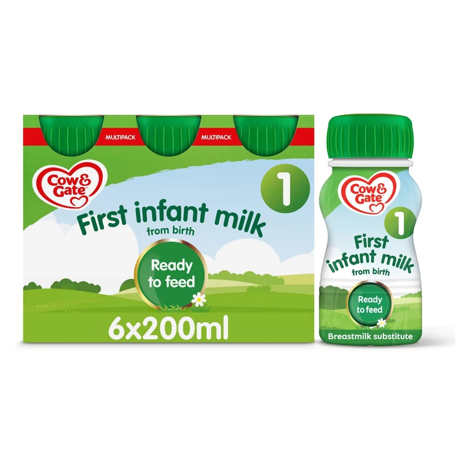 image 1 of Cow & Gate 1 First Infant Baby Milk Formula Liquid Multipack Ready to Feed from Birth 6x200ml