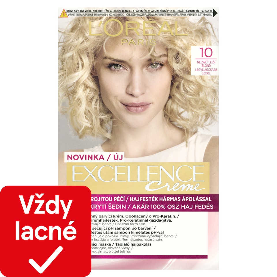 L'Oréal Paris Excellence Créme 10 , najsvetlejšia blond, 72 +48 +12 +60 ml