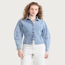 F&F Pure Cotton Button Up Denim Shirt in Blue