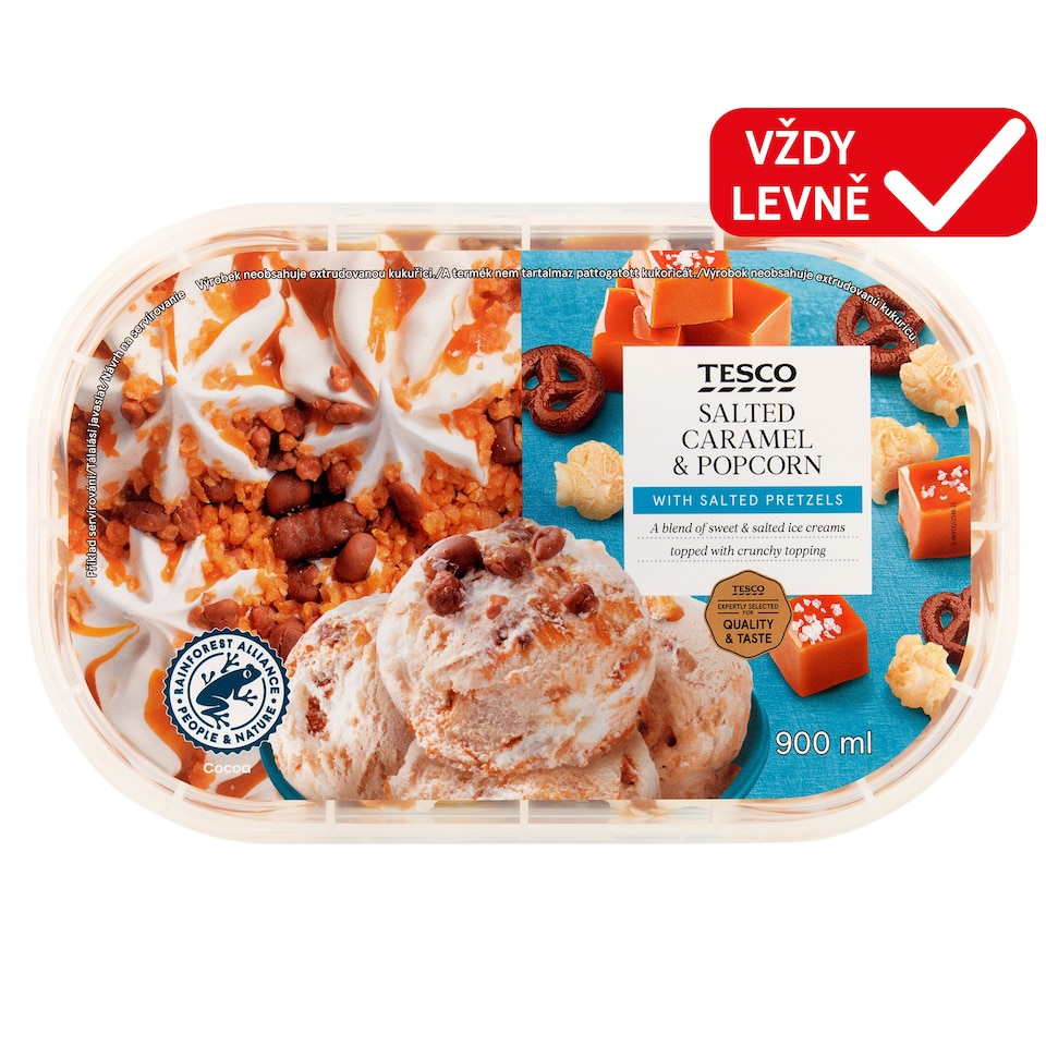 Tesco Salted Caramel & Popcorn 900ml