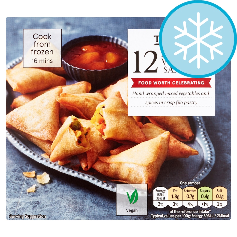 Tesco Frozen 12 Vegetable Samosas 216G