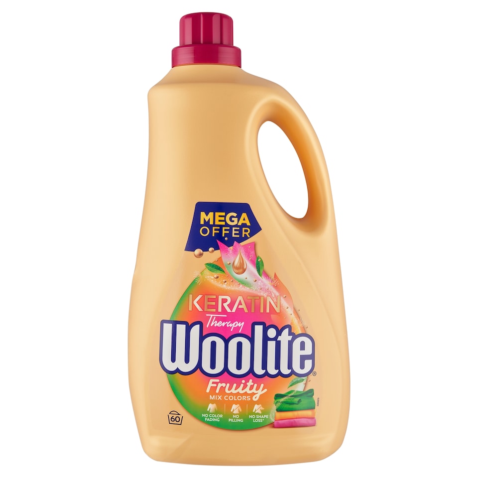 image 1 of Woolite Keratin Therapy Fruity for Colors Liquid Laundry Detergent with Keratin 60 Washes 3.6 L