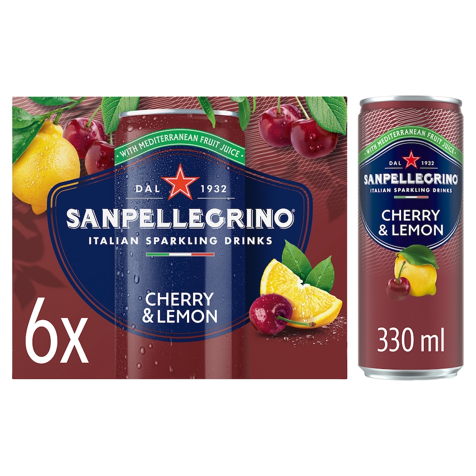 image 1 of San Pellegrino Italian Sparkling Drinks cherry & Lemon 6x330ml