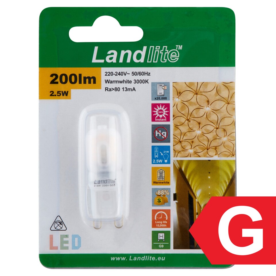 Landlite G9 200 lm 2,5 W 3000K LED izzó 1. kép