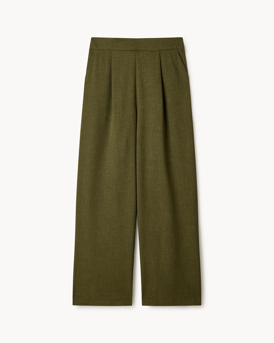 image 1 of F&F Pleated Wide Leg Co-ord Trousers  in Olive