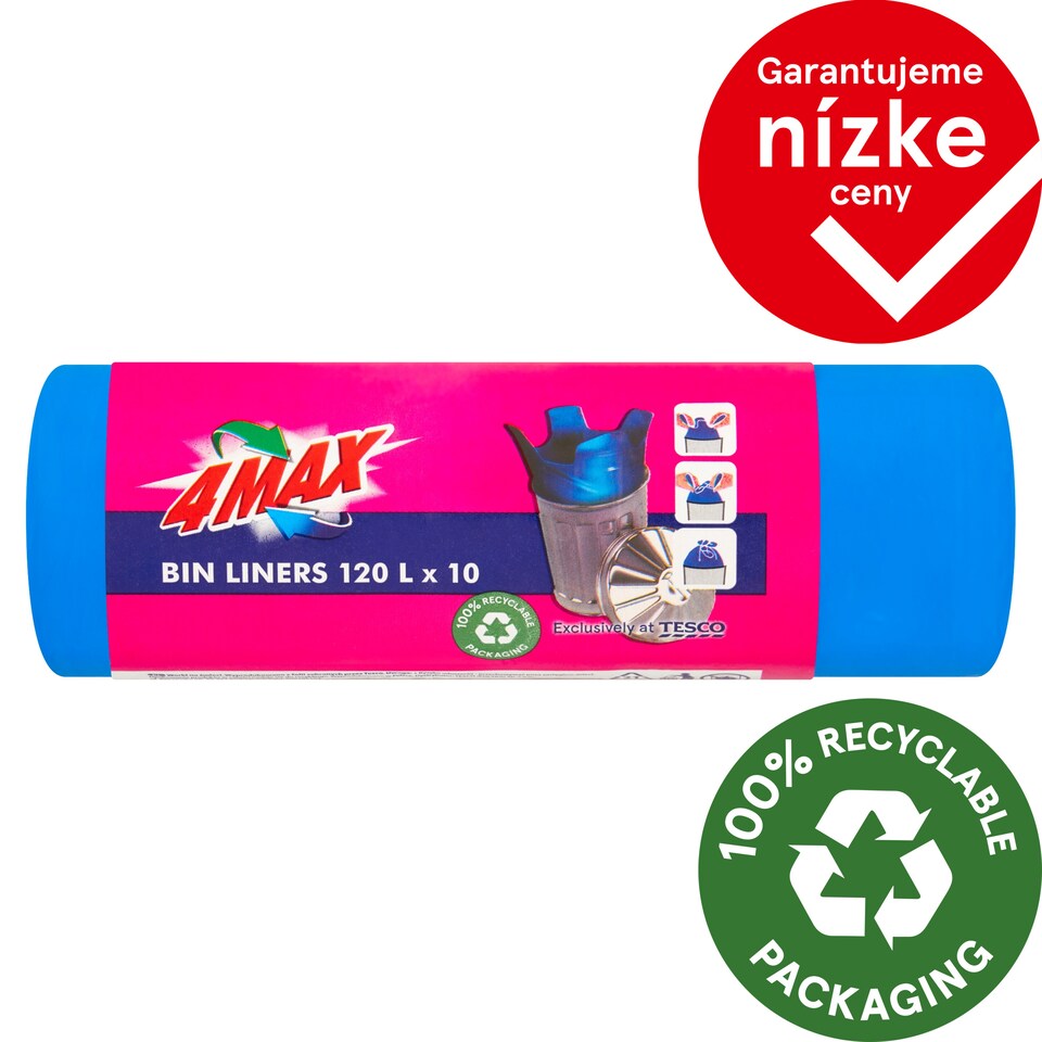 4MAX Bin Liners 120 L 10 pcs