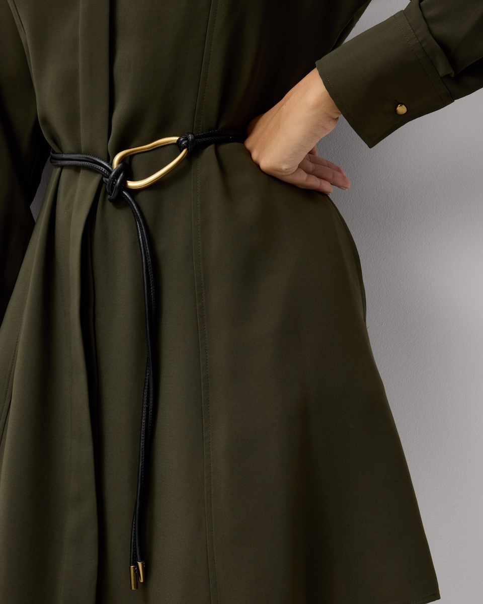 image 1 of F&F Belted Shirt Midi Dress in Green