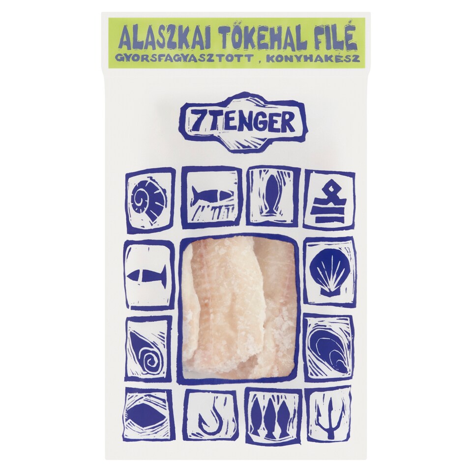 7 Tenger gyorsfagyasztott, konyhakész alaszkai tőkehal filé 800 g