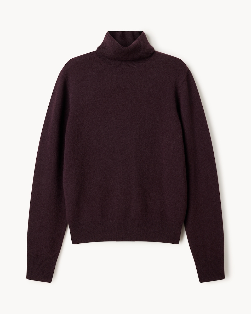image 1 of F&F Pure Cashmere Roll Neck Jumper in Burgundy