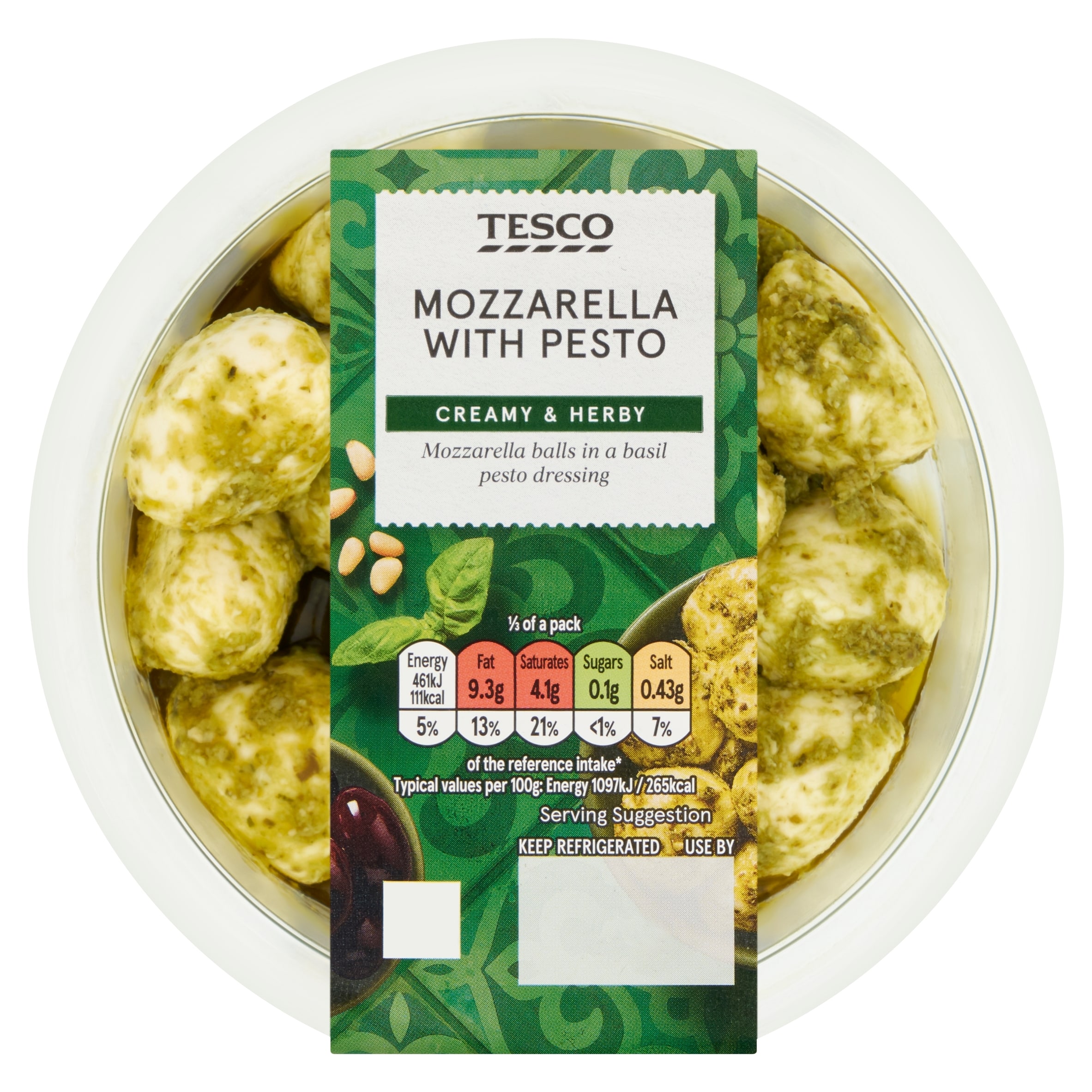 Tesco Mozzarella With Pesto 125G