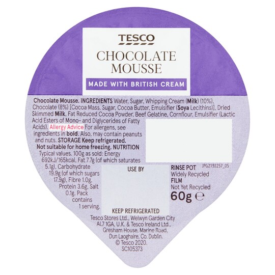 Tesco Chocolate Mousse 60G Tesco Groceries