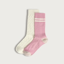 F&F 2-Pack Cotton Rich Cable Knit Thermal Socks in Multi