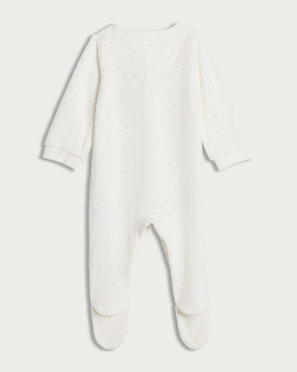 image 1 of Sophie La Girafe Cotton Rich Ribbed Sleepsuit in Multi White