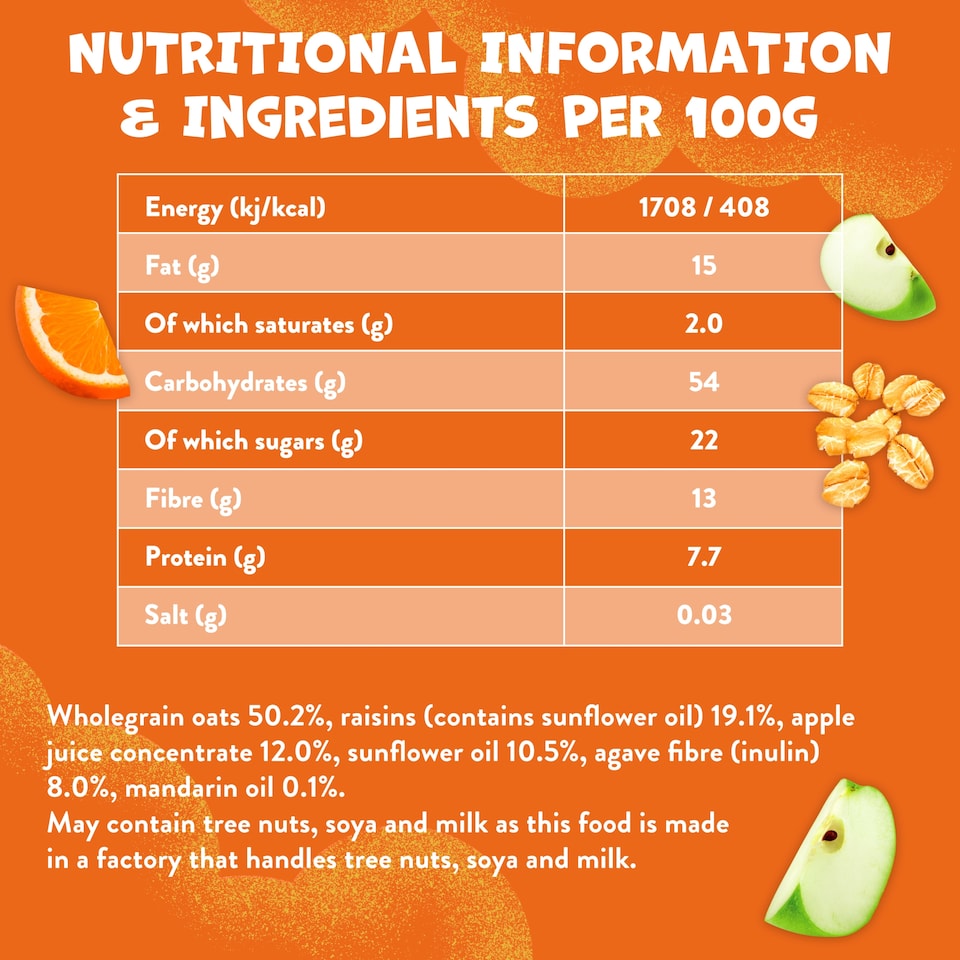 image 1 of Goodies Mandarin & Apple Oat Bars 6x23g