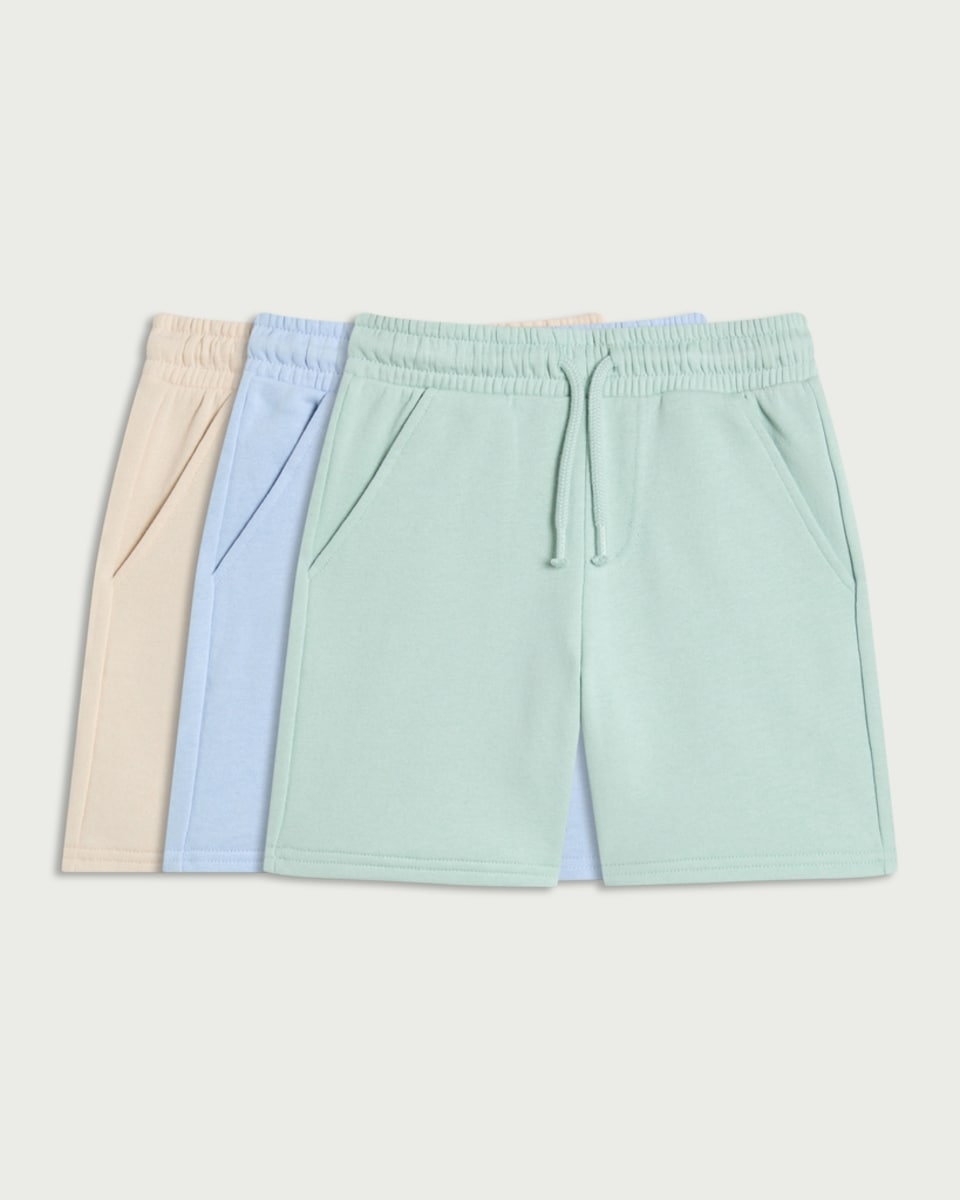 image 1 of F&F Boys 3-Pack Cotton Rich Drawstring Shorts in Blue