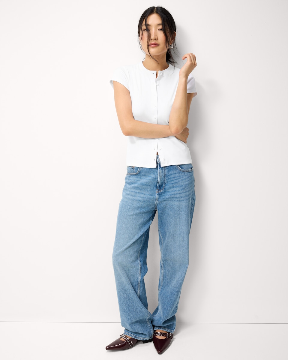 image 1 of F&F Cotton Rich Button Up Top in White