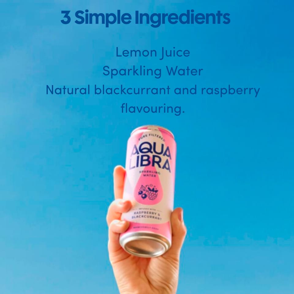 image 1 of Aqua Libra Sparkling Water Raspberry and Blackcurrant 330m