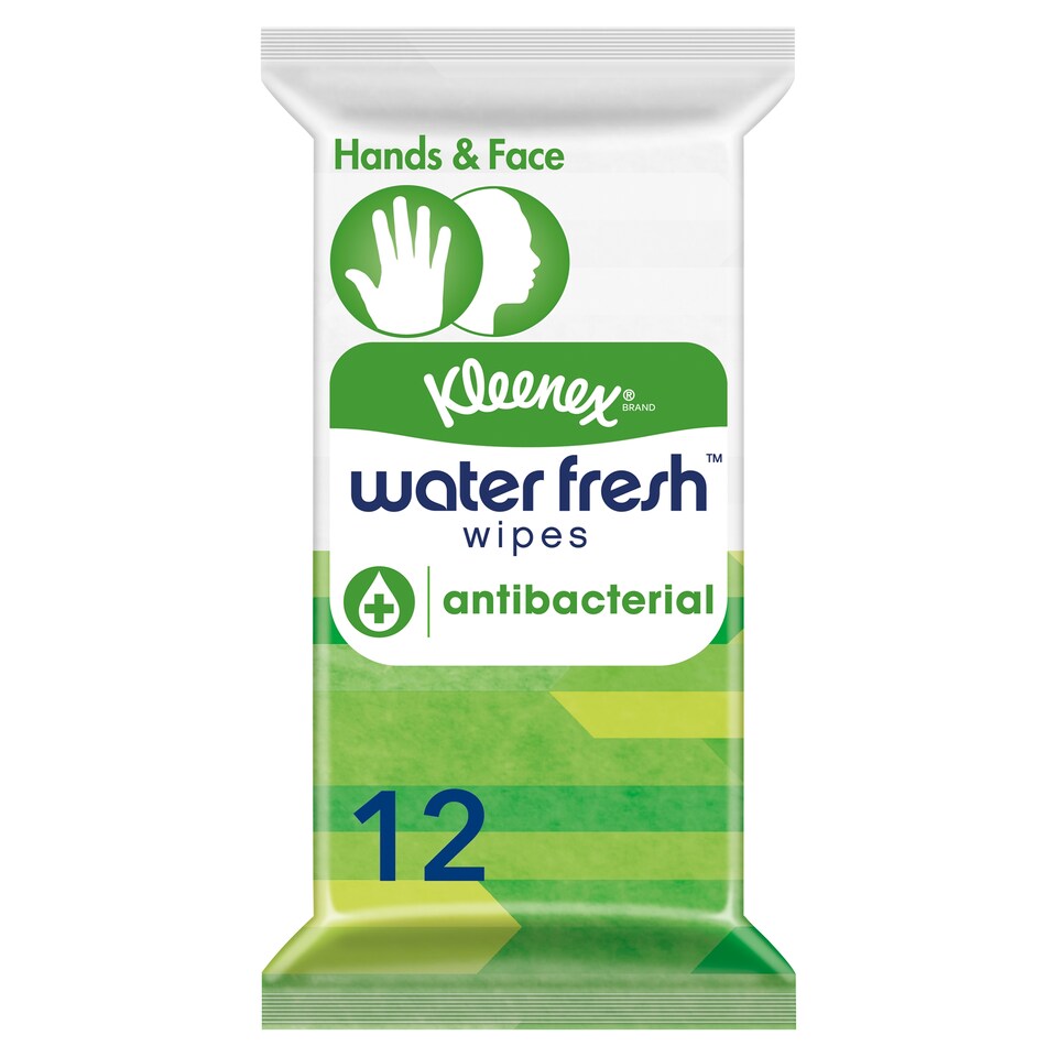 Kleenex Water Fresh Wipes Antibacterial 12 Sheets