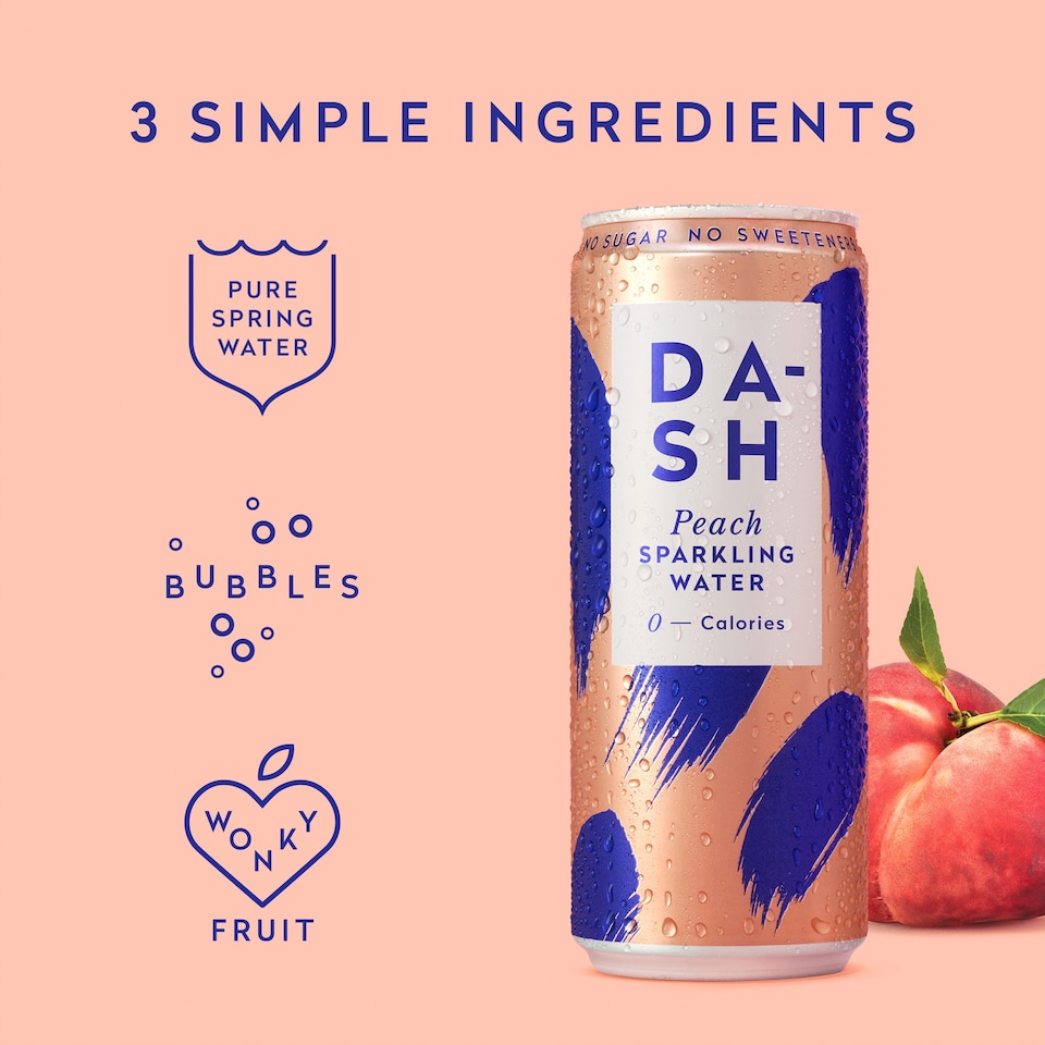 image 1 of Dash Peach Sparkling Water 4 x 330ml