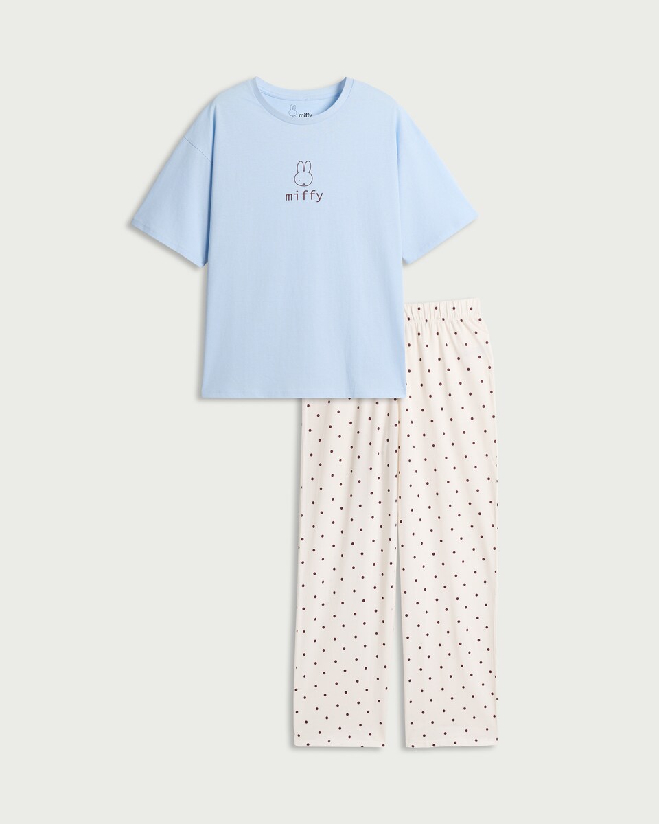 image 1 of Miffy Pure Cotton Pyjama Set in Blue