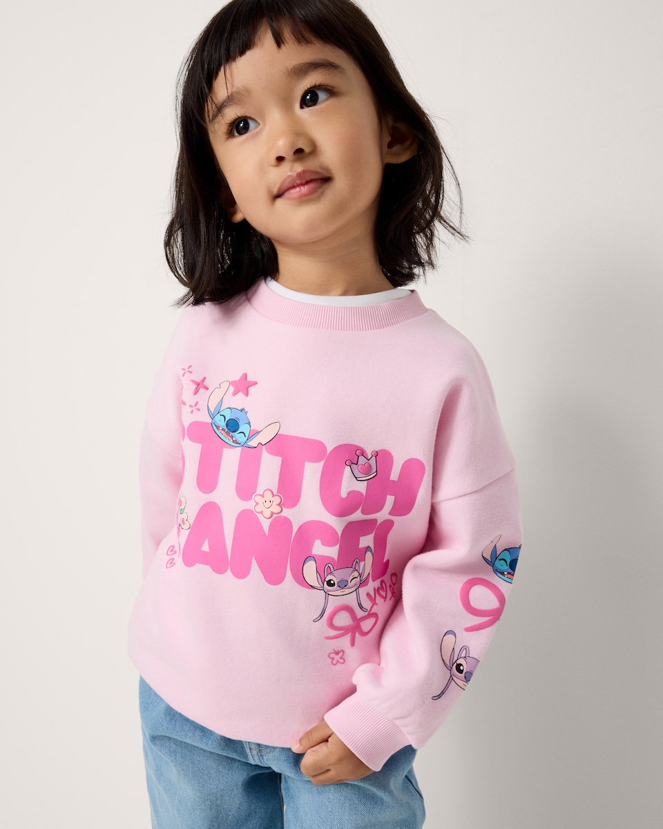 image 1 of Stitch & Angel Cotton Rich Sweatshirt in Pink