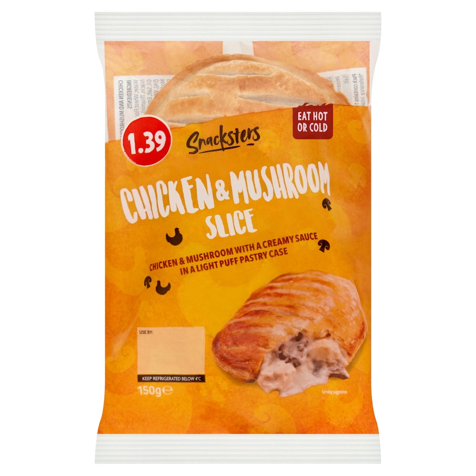Snacksters Chicken & Mushroom Slice 150g PM