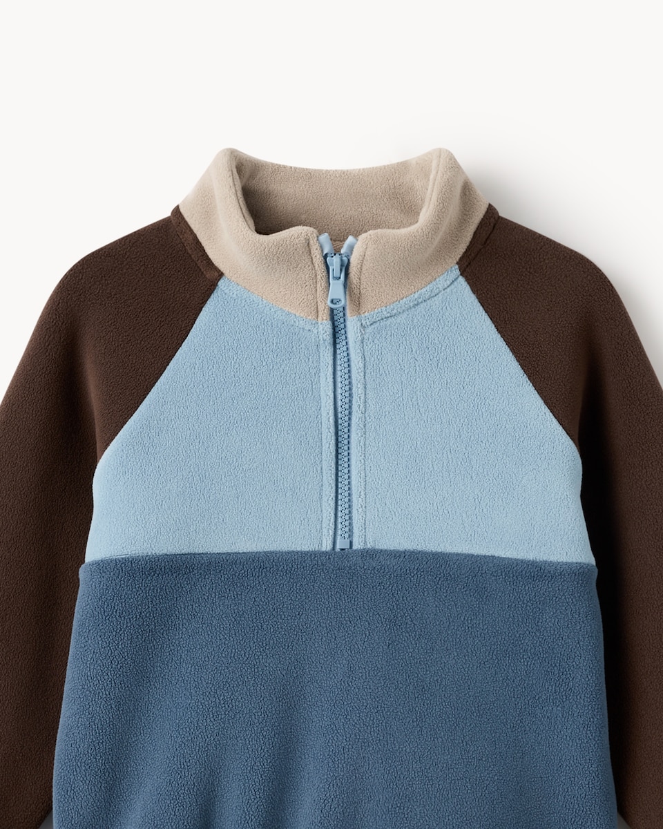 image 1 of F&F Boys Fleece Colour Block Jacket in Blue