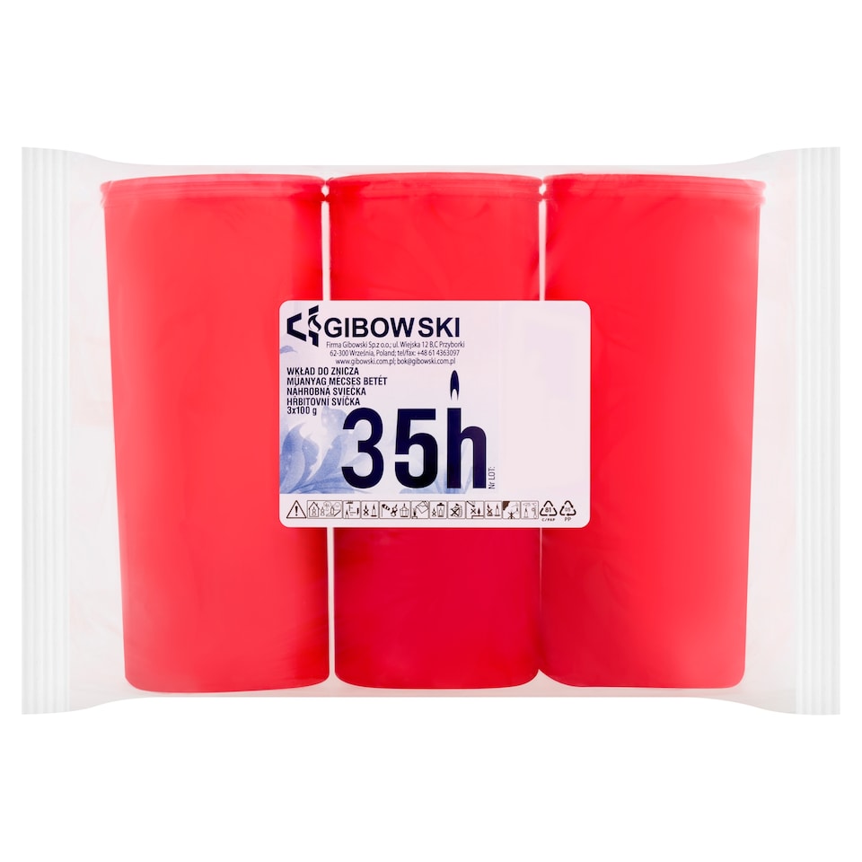 Gibowski vörös műanyag mécses betét 3 x 100 g