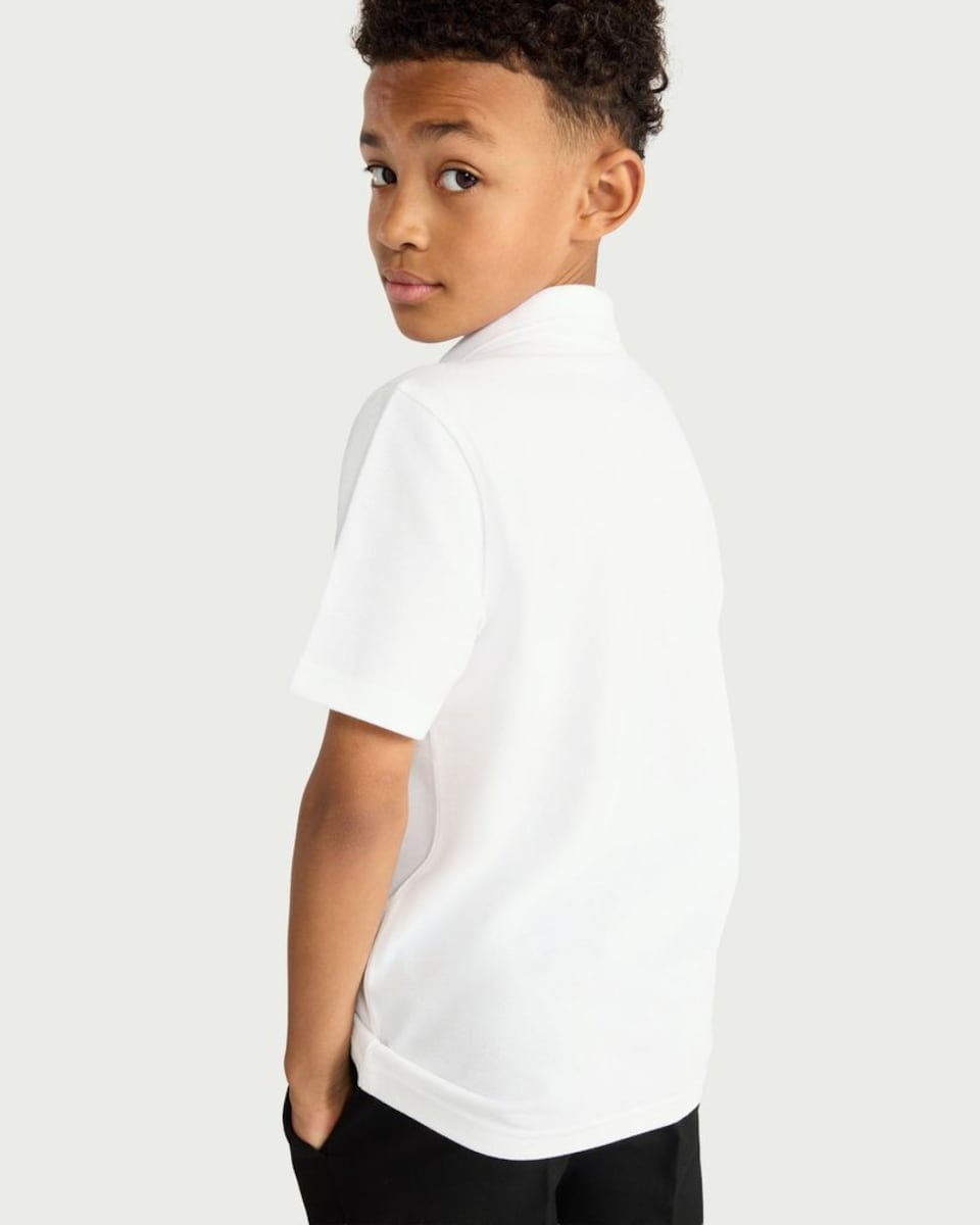 image 1 of F&F Boys School 3-Pack Pure Cotton Short Sleeved Easy Dressing Polo Shirts in White