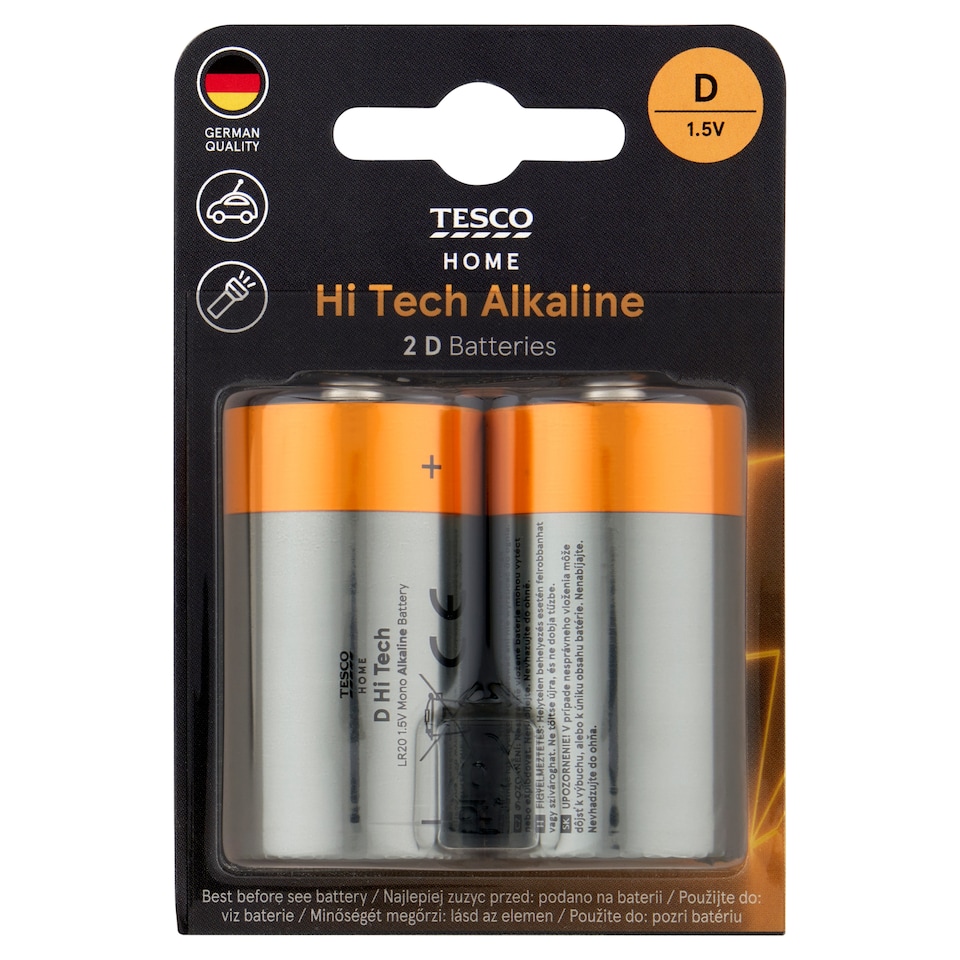 Tesco Home Hi Tech alkalické baterie D 2 ks